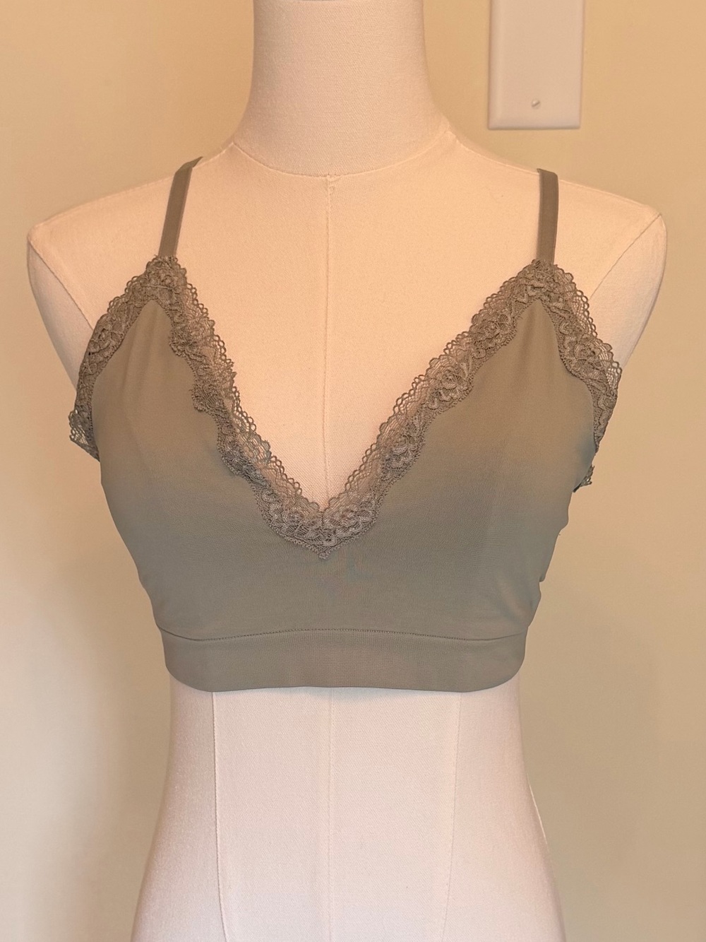 H&M Olive Lace-Trim Wireless Bralette